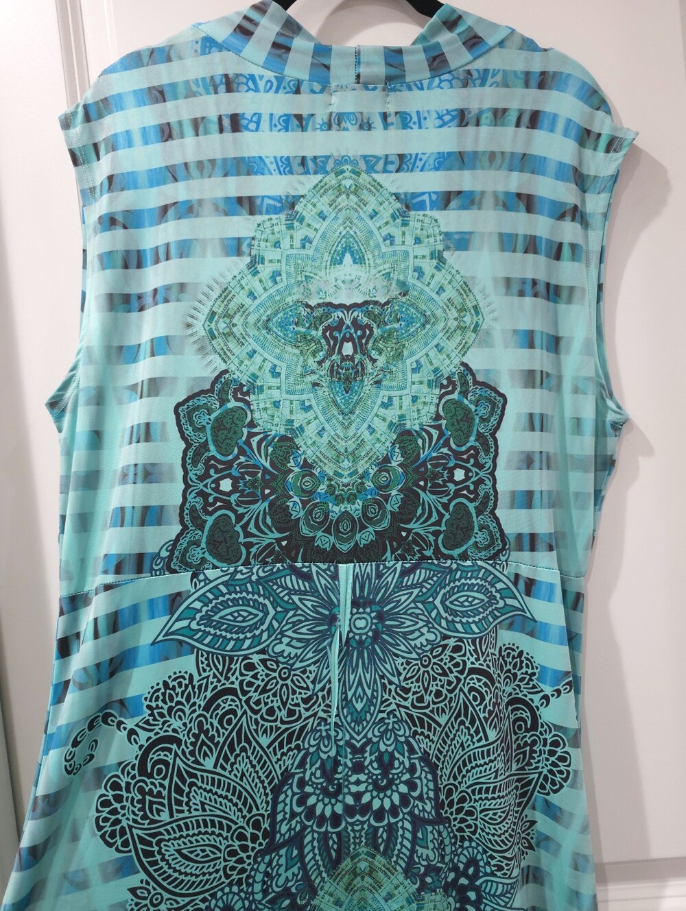 WORLD UNITY Boho Summer Resort Sleeveless V-Neck Maxi Dress, Stretchy, Size XL - Picture 13 of 15